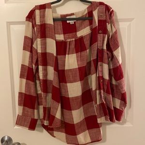 Red and beige flannel